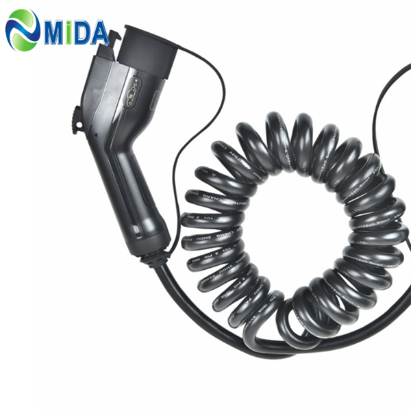 Best Price on EV Spiral Cable – 16A 32A Type1 J1772 Plug with 5m Spiral EV Tethered Cable – Mida