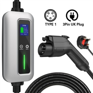 China Supplier 6A 8A 10A Level 2 EV Charger Type 1 to UK 3 Pins Portable EV Charger