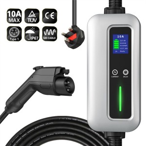 China Supplier 6A 8A 10A Level 2 EV Charger Type 1 to UK 3 Pins Portable EV Charger