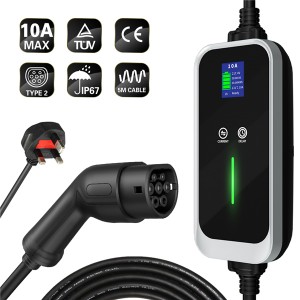 Level 2 AC Chargers Smart EV Charger Cable Type 2 UK Plug 3 Pin 10A 13A Electric Vehicle Car Charger