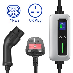IEC 62196-2 Tip 2 Female Plug 5M 10A 13A UK Plug 3 Pin Tip B RCD Portable EV Charger