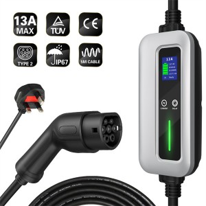 IP67 Level 2 EV Charger 8A 10A 13A Type 2 UK Plug 3pin Portable Electric Car Charger Charger