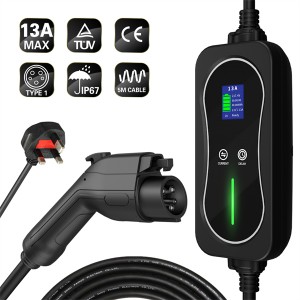 Portable EV Charger Type 1 J1772 Plug 8A 10A 13A UK Plug 3 Pin Rapid Charger Electric Vehicle