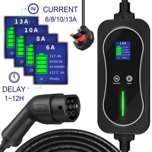 मोड 2 EV चार्जर प्रकार 2 महिला प्लग 5M 10A 3 पिन UK प्लग IEC 62196-2 प्रकार 2 पोर्टेबल EV चार्जर