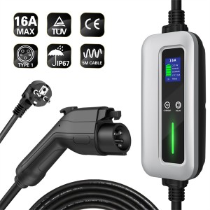 ລະດັບ 2 ເຄື່ອງສາກ EV Type 1 Plug 16A Portable EVSE BMW i3 Electric Vehicle Charging Cable