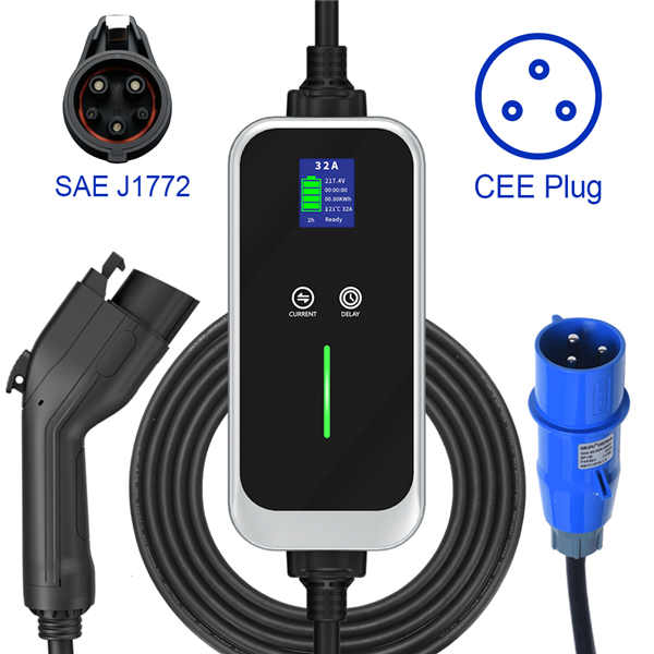 Electric Car Level 2 EV Charger 16A 32A CEE Plug J1772 Type 1 EV Charging  Cable