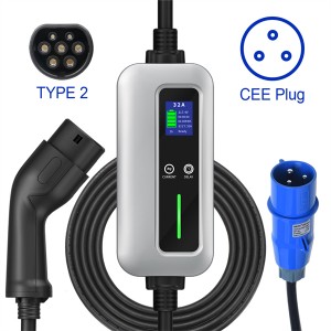 Mode 2 EV Charger Type 2 7kw 16A 20A 24A 32A IP67 Time Delay Portable Type 2 Charging Cable