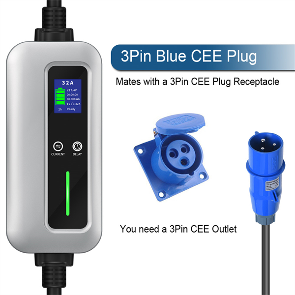 SMCC EV Charging Cable 3 Phase 32amp 22kW Blue 2m