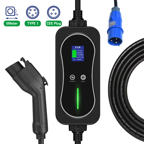 Level 2 EV Charger Type 1 Portable Fast Charger J1772 Plug PHEV  Charging Cable 16A