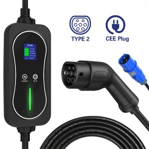 China Supplier Portable EV Charger Type 2 20A 24A 32A Time Delay IP67 Level 2 EV Charging Cable