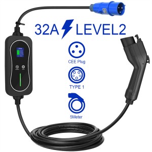 Amazon Level 2 EV Charger Type 1 Portable Fast Charger J1772 Plug PHEV Charging Cable 16A 20A 24A 32A CEE Plug
