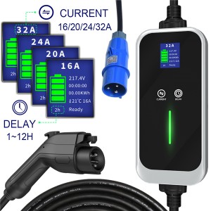 Electric Car Level 2 EV Charger 16A 32A CEE Plug J1772 Type 1 EV Charging Cable