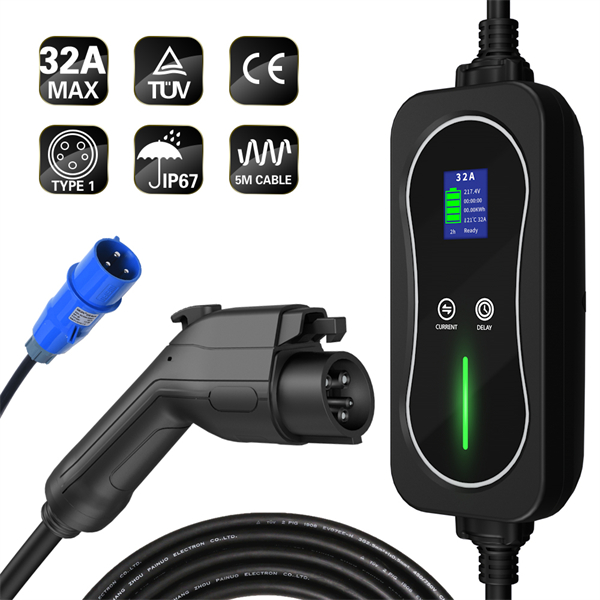 Amazon Level 2 EV Charger Type 1 Portable Fast Charger J1772 Plug PHEV Charging Cable 16A 20A 24A 32A CEE Plug Featured Image