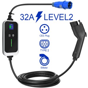 Electric Car Level 2 EV Charger 16A 32A CEE Plug J1772 Type 1 EV Charging Cable