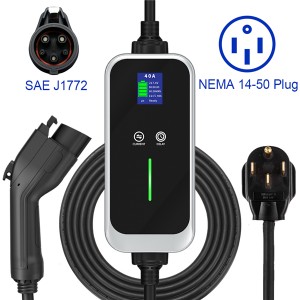 Level 2 Smart EV Charger Type 1 32A 40A J1772 EV Charging Cable for Tesla Electric Vehicle
