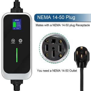 Mode 2 Portable EV Charger Type 1 32A 40A J1772 EV Connector NEMA 14-50 for Electric Car Charger Station