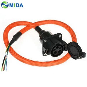 16A 32A SAE J1772 Type 1 Vehicle Inlets 240V AC EV Charger Socket with 0.5m Cable