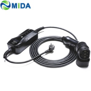 Ọkwa 2 chaja 8A 10A 13A 16A IEC62196 Ụdị 2 Portable EV Charger Cable ọdụ ụgbọ ala eletrik