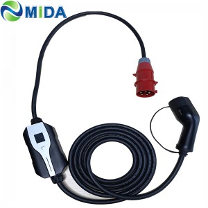 Level 2 EV Charger 32A 5 Pin Red CEE Plug 1 Phase Portable South America Electric Car Charging