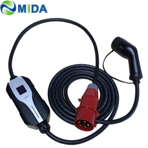 Level 2 EV Charger 32A 5 Pin Red CEE Plug 1 Phase Portable South America Electric Car Charging