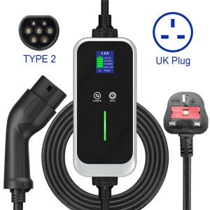 Portable Type 2 Charging Cable UK 3 pin 10A 13A Level 2 Portable EV Charger Type 2