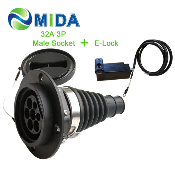Professional China Gb/T Socket - 3Phase 32A Type 2 inlets Male EV Charger Socket With lock DSIEC2f-EV32S – Mida