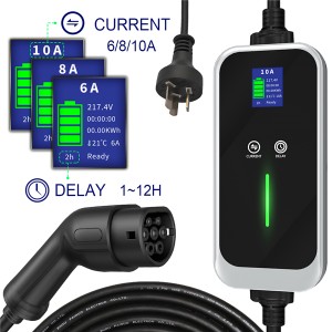 Level 2 EV Charger Type 2 6A 8A 10A AU/NZ Plug Portable Electric Vehicle Charging Stations