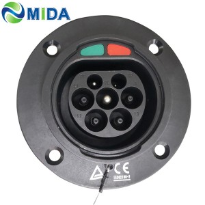 3Phase 32A Type 2 inlets Male EV Charger Socket With lock DSIEC2f-EV32S