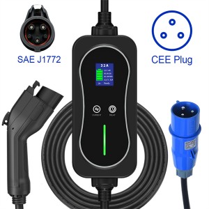 Amazon Level 2 EV Charger Type 1 Portable Fast Charger J1772 Plug PHEV Charging Cable 16A 20A 24A 32A CEE Plug