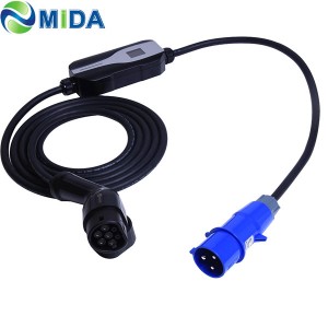 IEC 62196 Type 2 Plug10A 16A 20A 32A with Blue CEE plug Home Portable EV Charger for BMW Electric Car