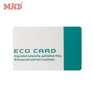 Qalabka OEM-ka-hortagga ilmada biyaha rfid chip Eco friendly bio paper sida pvc smart card