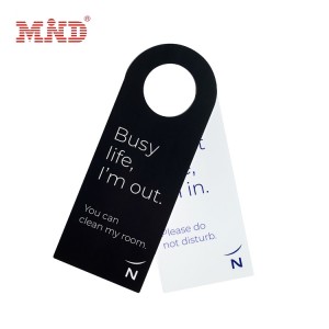 Custom CMYK printing die cut PVC hotel door hangers do not disturb card