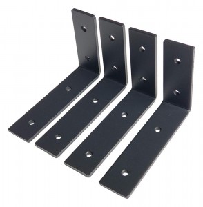 Prateleira montada na parede em forma de U ou L preta personalizada conectando suporte de suporte placas de reparo estampadas de metal