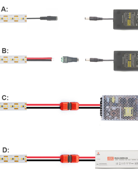 How to connect LED strips and power supplier