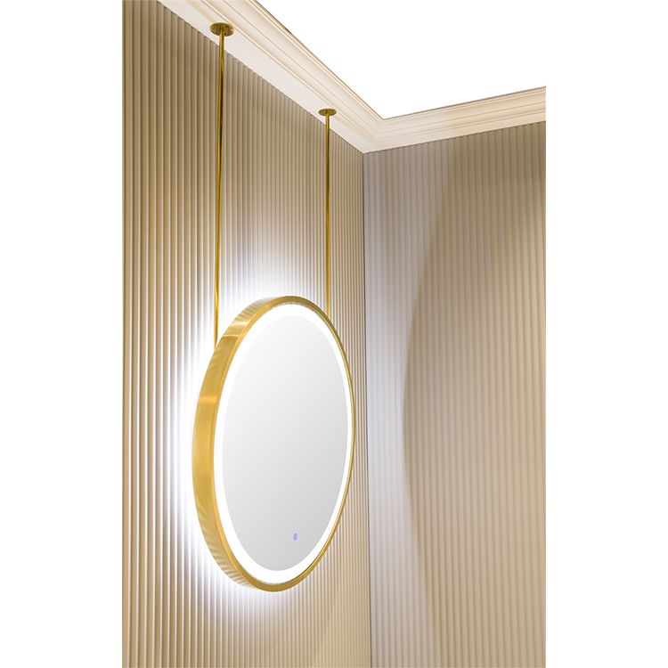 Elegant Touch Hotel house Wall Makeup Mirror Mounted Screen Round Hair Salon Led Mirror Gold