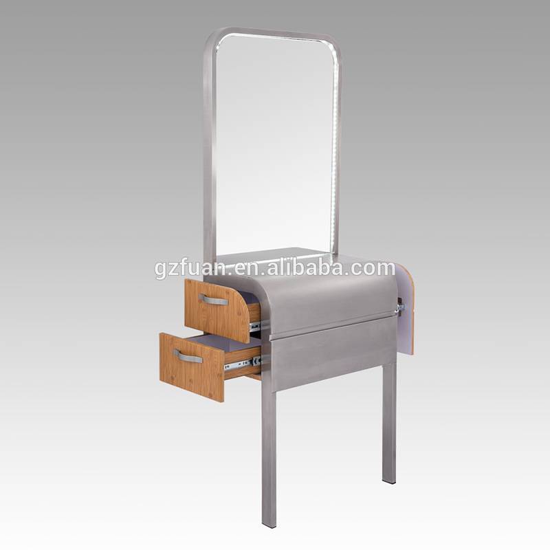 Convenient single sided styling mirror station for hair salon