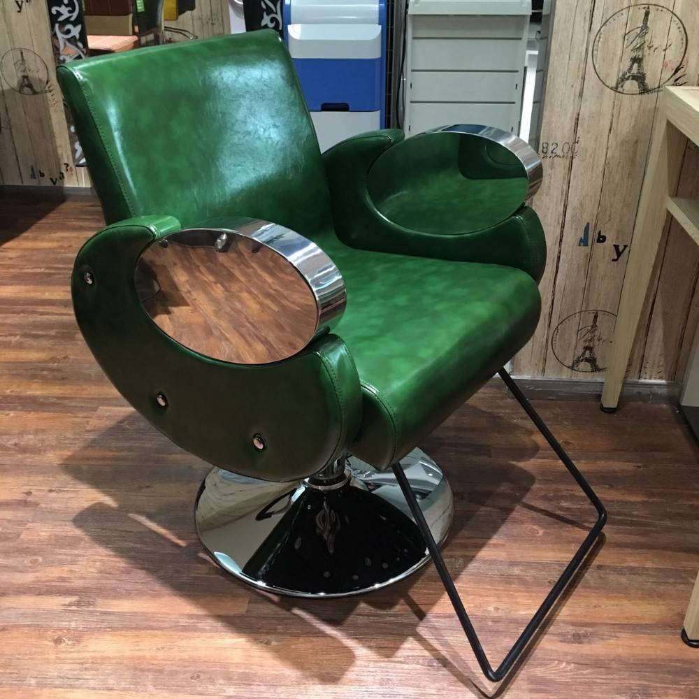 Simple green color stainless steel armrest styling chair hairdressing chair 008-11