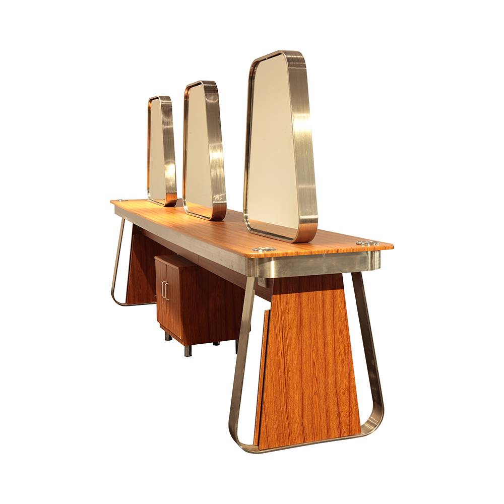 six-side beauty styling wood docking hair salon mirror station
