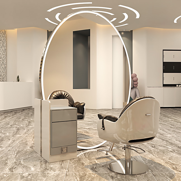 wholesale salon furniture hair salon big mirror station with lights around the edge Featured Image