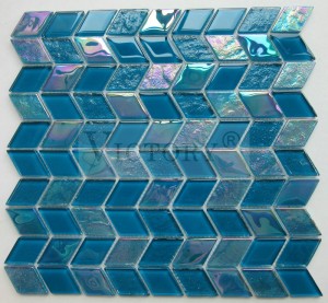 Blue Mosaic Bathroom Tiles Black And White Mosaic Tile Bathroom Glass Mosaic Tile Art Luxury Diamond Glass Crystal Mosaic for Wall Decoration High Quality Kitchen Decoration Crystal Herringbone Glass Mosaic 4mmthickness Interior Wall Decorative Luxury Glass Mosaic for Living Room