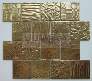Metallic Mosaic Bathroom Tiles Mosaic Backsplash Mosaic Kitchen Backsplash Mosaic Shower Tiles Shinning Rose Golden with Copper Metal Mosaic for Art Design Backsplash Design Golden Sale Customized Style Gold Silver Wall Tile Crystal Glass Mosaic
