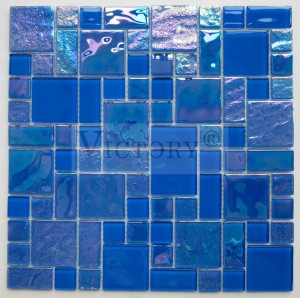 Blue Mosaic Tile Colorful Mosaic Tile Mosaic Shower Tiles Blue Mosaic Bathroom Tiles Glass Mosaic/Colored/Swimming Pool/TV Wall/ Glass Mosaic Factory Swimming Pool Tiles and Decorative Wall Glass Mosaic Tiles Iridescent Glass Mosaic Tile for Decorative Backsplash Wall Tile