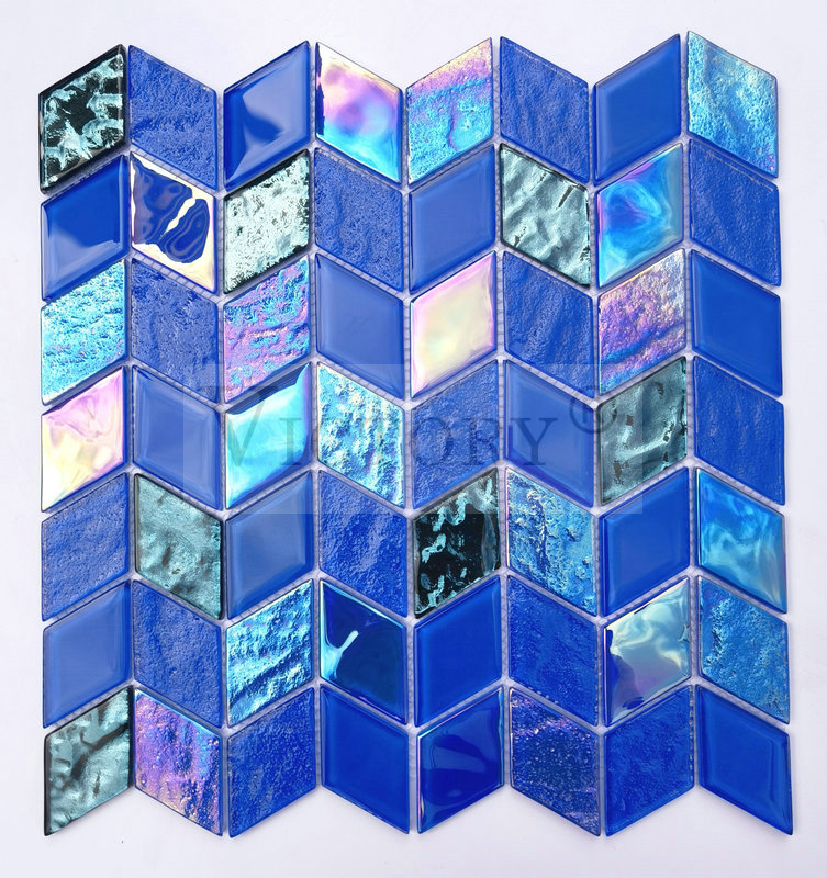 Hot Sale Green Glass Mosaic Tile –  Shinning Colorful Square Shape Swimming Pool Glass Mosaic Black and White Mosaic Tile Blue Color Various Use Swimming Pool Glass Mosaic Blend – VICT...