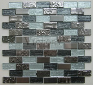 Glass Mosaic Tile Art 4mmthickness Interior Wall Decorative Luxury Glass Mosaic for Living Room Foshan 4mm 6mm 8mm Interior Wall Tile Decoration Strip Laminated Tiles Mural Glass Mosaic