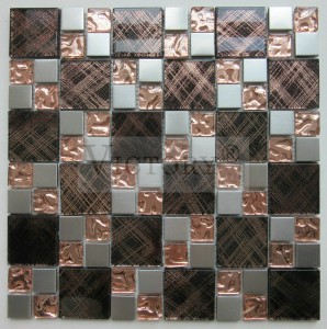 Silver Smoky Bevel Antique Mirror Glass Mosaic Square Silver Texture Surface of Stainless Steel Mosaic Tile Luxury Silver Plating Mixed Crystal Glasss Laminated Mosaic Tile Backsplash