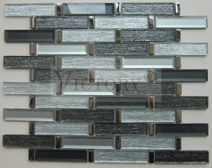 5mm Thickness Glass Mosaic Backsplash Linear Leopard-Print Laminated Metallic Glass Mosaic 3D Effect Bumpy Surface Strip Wood Mosaic Tile Pieces Suppliers