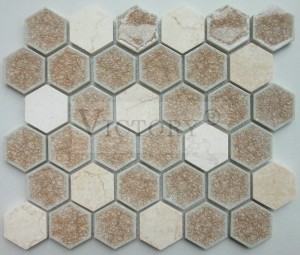Hexagon Ceramic Mosaic Tile Hex White Ceramic Mosaic Floor Tile Ceramic Mosaic Tile Backsplash Hexagon Backsplash Tiles Bathroom Walls Ceramic Mosaic Wall Tiles Dining Room Glazed Tile Ceramic Hexagon Mosaic Grey Color Decoration Home Ceramic Hexagon Mosaic
