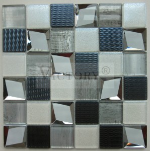 Electroplating Glass Mosaic Square Mosaic Tiles Mosaic On Metal Look Black Mosaic Tile