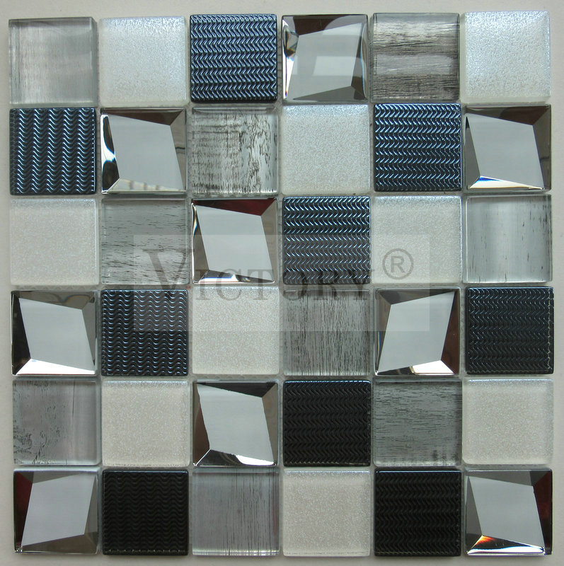 Custom Mosaic Tile Factory –  Electroplating Glass Mosaic Square Mosaic Tiles Mosaic On Metal Look Black Mosaic Tile – VICTORY MOSAIC