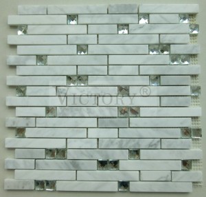 Strip Stone Mosaic Waterjet Mosaic Tile Black And White Mosaic Tile White Mosaic Backsplash Natural Marble Stone Mosaic, Shaped Marble Mosaic for Home Decoration